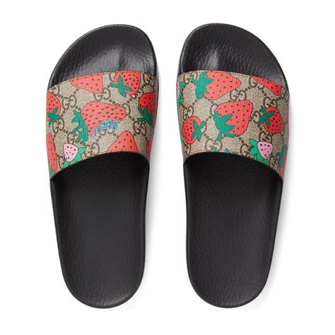 gucci bloom slides men|gucci slides with strawberry.